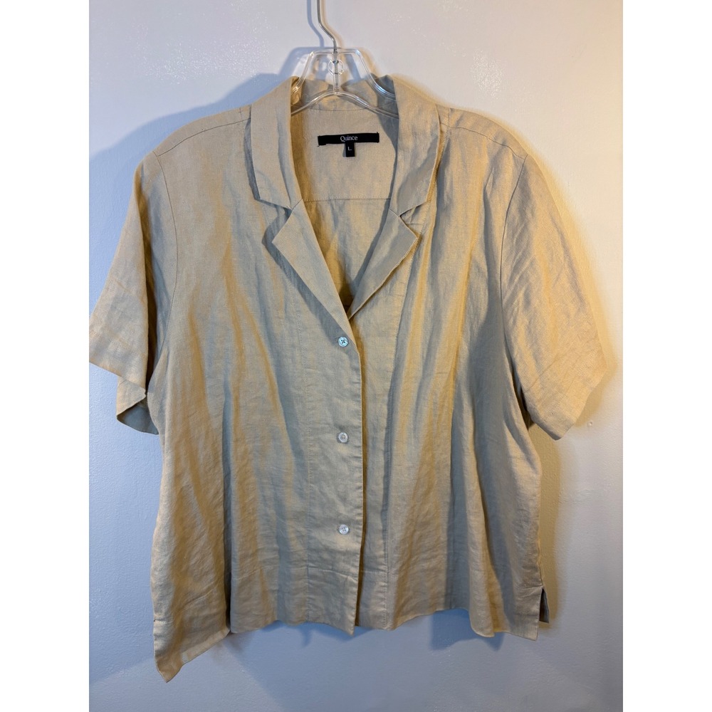 Quince Beige Linen Camp Shirt L‎ European Flax
